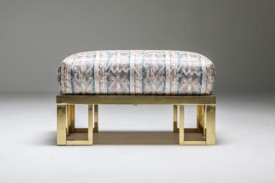 Gabriella Crespi Brass Gabriella Crespi Style Lounge Chair and Ottoman 1970s