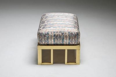 Gabriella Crespi Brass Gabriella Crespi Style Lounge Chair and Ottoman 1970s