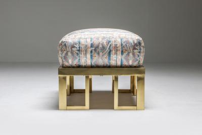 Gabriella Crespi Brass Gabriella Crespi Style Lounge Chair and Ottoman 1970s