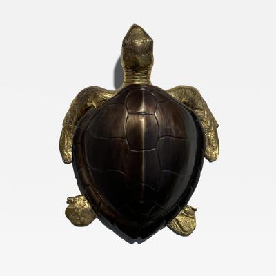 Gabriella Crespi Brass Hawksbill Turtle Sculpture Box