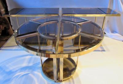 Gabriella Crespi Bronze and Glass Sectional Dining Table Gabriella Crespi Style Italy 1970s