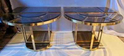Gabriella Crespi Bronze and Glass Sectional Dining Table Gabriella Crespi Style Italy 1970s