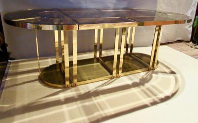 Gabriella Crespi Bronze and Glass Sectional Dining Table Gabriella Crespi Style Italy 1970s
