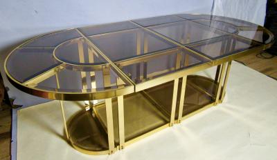 Gabriella Crespi Bronze and Glass Sectional Dining Table Gabriella Crespi Style Italy 1970s