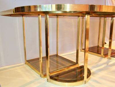 Gabriella Crespi Bronze and Glass Sectional Dining Table Gabriella Crespi Style Italy 1970s