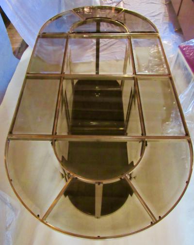 Gabriella Crespi Bronze and Glass Sectional Dining Table Gabriella Crespi Style Italy 1970s