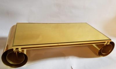 Gabriella Crespi Extraordinary Chinese Scroll Reversed Gold Leaf Glass Top Italy Crespi 1960s