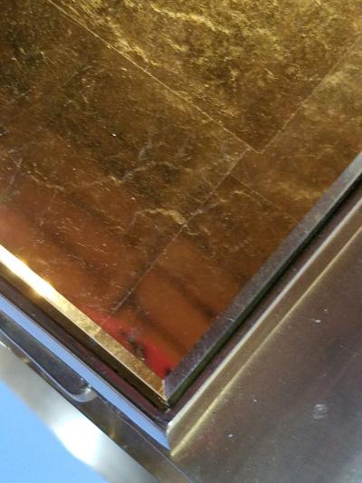 Gabriella Crespi Extraordinary Chinese Scroll Reversed Gold Leaf Glass Top Italy Crespi 1960s