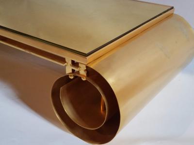 Gabriella Crespi Extraordinary Chinese Scroll Reversed Gold Leaf Glass Top Italy Crespi 1960s