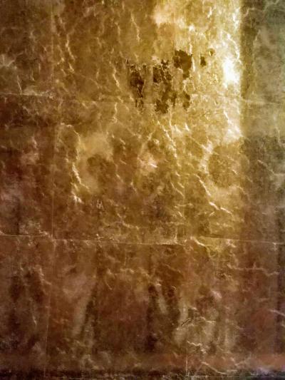 Gabriella Crespi Extraordinary Chinese Scroll Reversed Gold Leaf Glass Top Italy Crespi 1960s