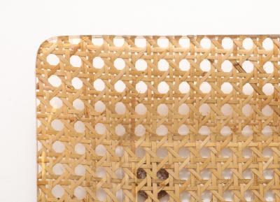 Gabriella Crespi Gabriela Crespi Christian Dior Rattan Tray with Brass Handles France 1950