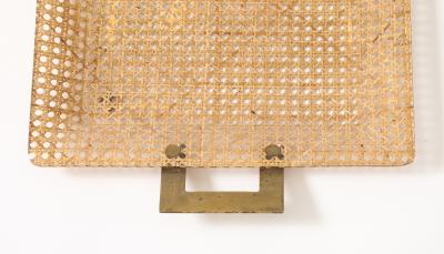 Gabriella Crespi Gabriela Crespi Christian Dior Rattan Tray with Brass Handles France 1950