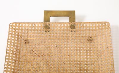 Gabriella Crespi Gabriela Crespi Christian Dior Rattan Tray with Brass Handles France 1950