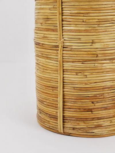 Gabriella Crespi Gabriella Crespi Style Bamboo Brass Paper Basket Umbrella Stand Italy 1970s