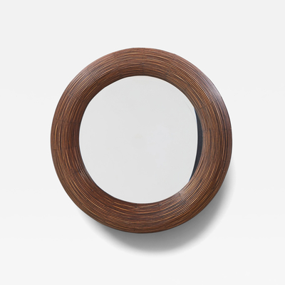 Gabriella Crespi Gabriella Crespi Style Mid Century Pencil Reed Rattan Mirror