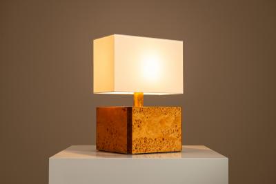 Gabriella Crespi Gabriella Crespi Table Lamp in Walnut Burl and Brass Italy 1970s