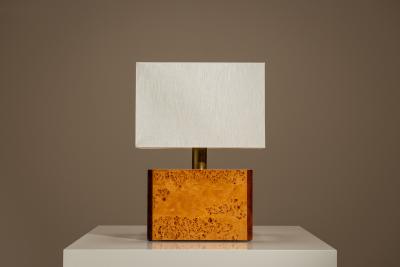 Gabriella Crespi Gabriella Crespi Table Lamp in Walnut Burl and Brass Italy 1970s
