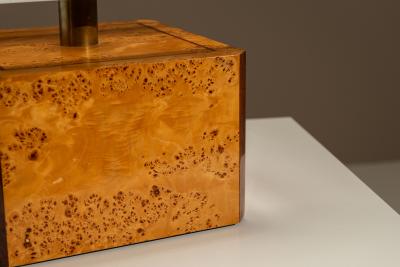 Gabriella Crespi Gabriella Crespi Table Lamp in Walnut Burl and Brass Italy 1970s