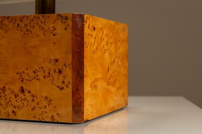 Gabriella Crespi Gabriella Crespi Table Lamp in Walnut Burl and Brass Italy 1970s