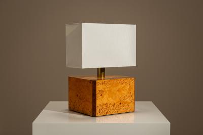 Gabriella Crespi Gabriella Crespi Table Lamp in Walnut Burl and Brass Italy 1970s