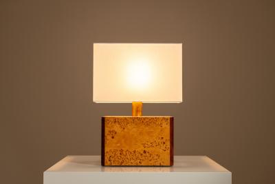 Gabriella Crespi Gabriella Crespi Table Lamp in Walnut Burl and Brass Italy 1970s