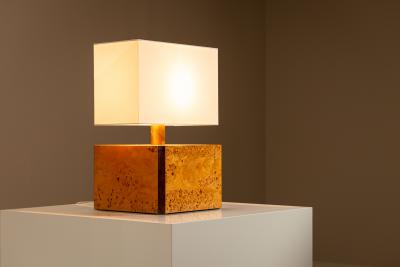 Gabriella Crespi Gabriella Crespi Table Lamp in Walnut Burl and Brass Italy 1970s