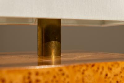 Gabriella Crespi Gabriella Crespi Table Lamp in Walnut Burl and Brass Italy 1970s