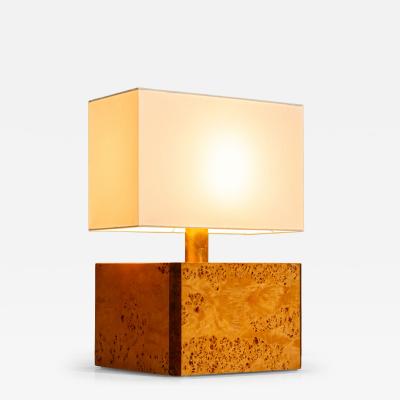 Gabriella Crespi Gabriella Crespi Table Lamp in Walnut Burl and Brass Italy 1970s