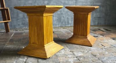 Gabriella Crespi Gabriella Crespi style pair of bamboo side or coffee table