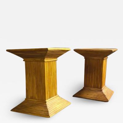 Gabriella Crespi Gabriella Crespi style pair of bamboo side or coffee table