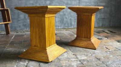 Gabriella Crespi Gabriella Crespi style pair of bamboo side or coffee table