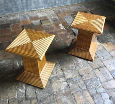 Gabriella Crespi Gabriella Crespi style pair of bamboo side or coffee table