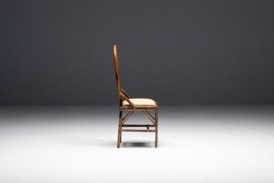 Gabriella Crespi High Back Bamboo And Brass Chair By Gabriella Crespi Italy 1970s