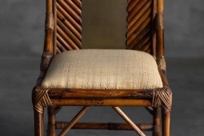 Gabriella Crespi High Back Bamboo And Brass Chair By Gabriella Crespi Italy 1970s