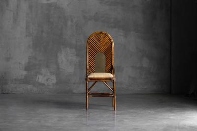 Gabriella Crespi High Back Bamboo And Brass Chair By Gabriella Crespi Italy 1970s