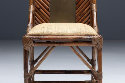 Gabriella Crespi High Back Bamboo And Brass Chair By Gabriella Crespi Italy 1970s