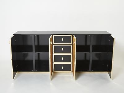 Gabriella Crespi Italian brass and cork marquetry sideboard style of Crespi 1970s