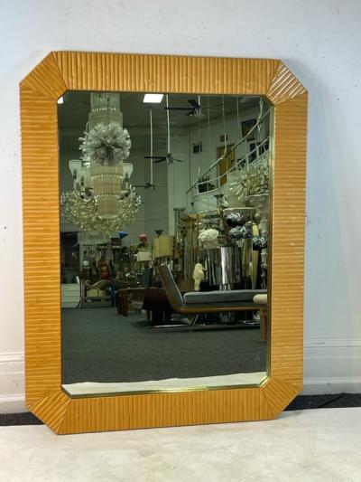 Gabriella Crespi MODERNIST SPLIT BAMBOO AND BRASS RECTANGULAR MIRROR