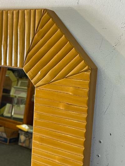 Gabriella Crespi MODERNIST SPLIT BAMBOO AND BRASS RECTANGULAR MIRROR