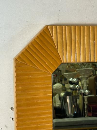 Gabriella Crespi MODERNIST SPLIT BAMBOO AND BRASS RECTANGULAR MIRROR