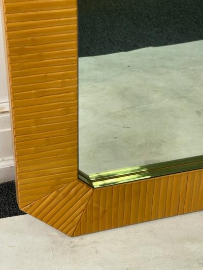 Gabriella Crespi MODERNIST SPLIT BAMBOO AND BRASS RECTANGULAR MIRROR