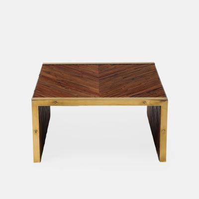 Gabriella Crespi Midcentury Bamboo and Brass Square Coffee Table in the Style of Gabriella Crespi