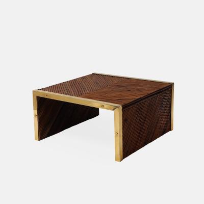 Gabriella Crespi Midcentury Bamboo and Brass Square Coffee Table in the Style of Gabriella Crespi