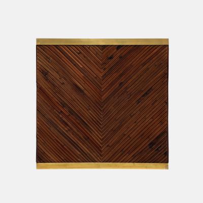 Gabriella Crespi Midcentury Bamboo and Brass Square Coffee Table in the Style of Gabriella Crespi