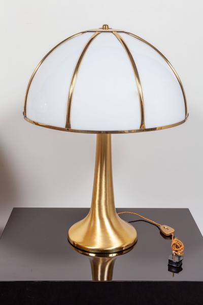 Gabriella Crespi Pair of Large Gabriella Crespi Fungo Table Lamps in Brushed Brass and Acrylic