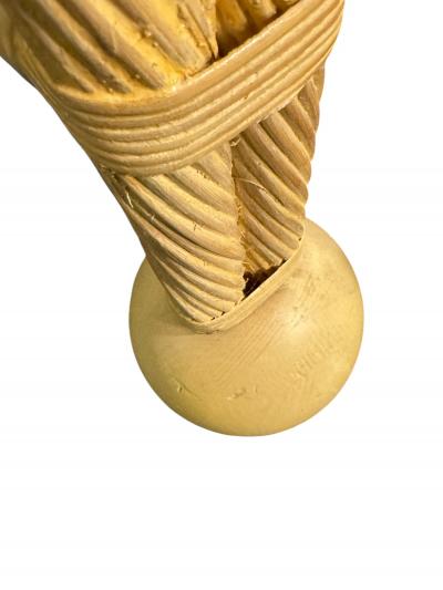 Gabriella Crespi STUNNING MID CENTURY ROPE BALL RATTAN TABLES IN THE MANNER OF GABRELLA CRESPI