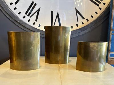 Gabriella Crespi Set of Three 3 Authentic Signed Gabriella Crespi Brass Vases