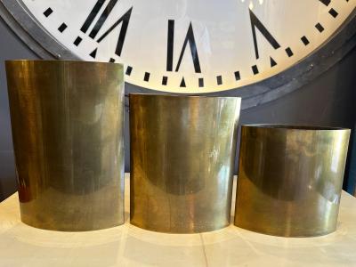 Gabriella Crespi Set of Three 3 Authentic Signed Gabriella Crespi Brass Vases