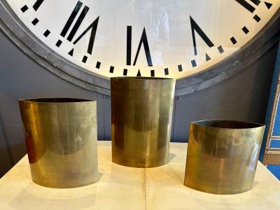 Gabriella Crespi Set of Three 3 Authentic Signed Gabriella Crespi Brass Vases