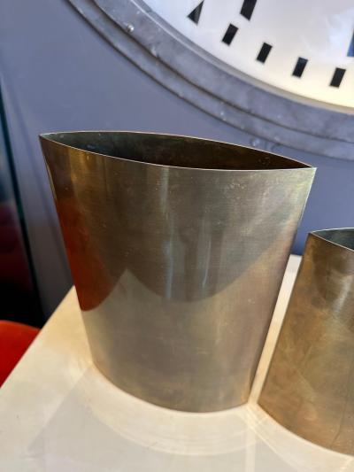 Gabriella Crespi Set of Three 3 Authentic Signed Gabriella Crespi Brass Vases